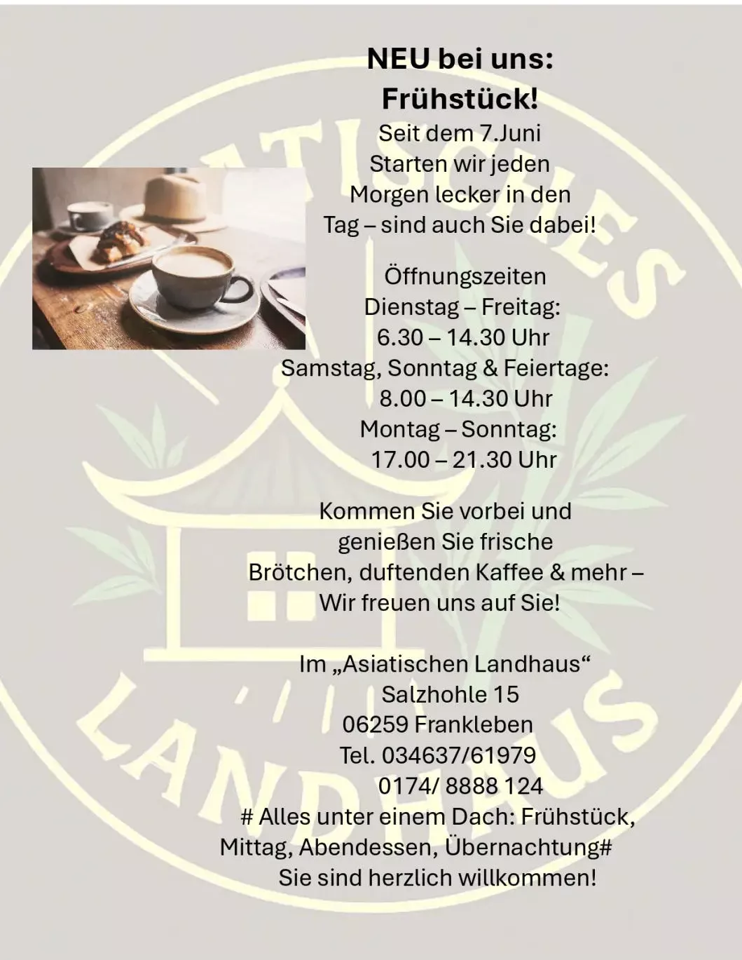 Asiatisches Landhaus Pension Menü